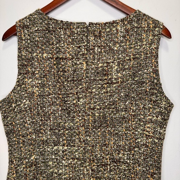 Talbots Women's Sheath Dress Green Tweed Sleeveless Lined Size 12P - Picture 8 of 12
